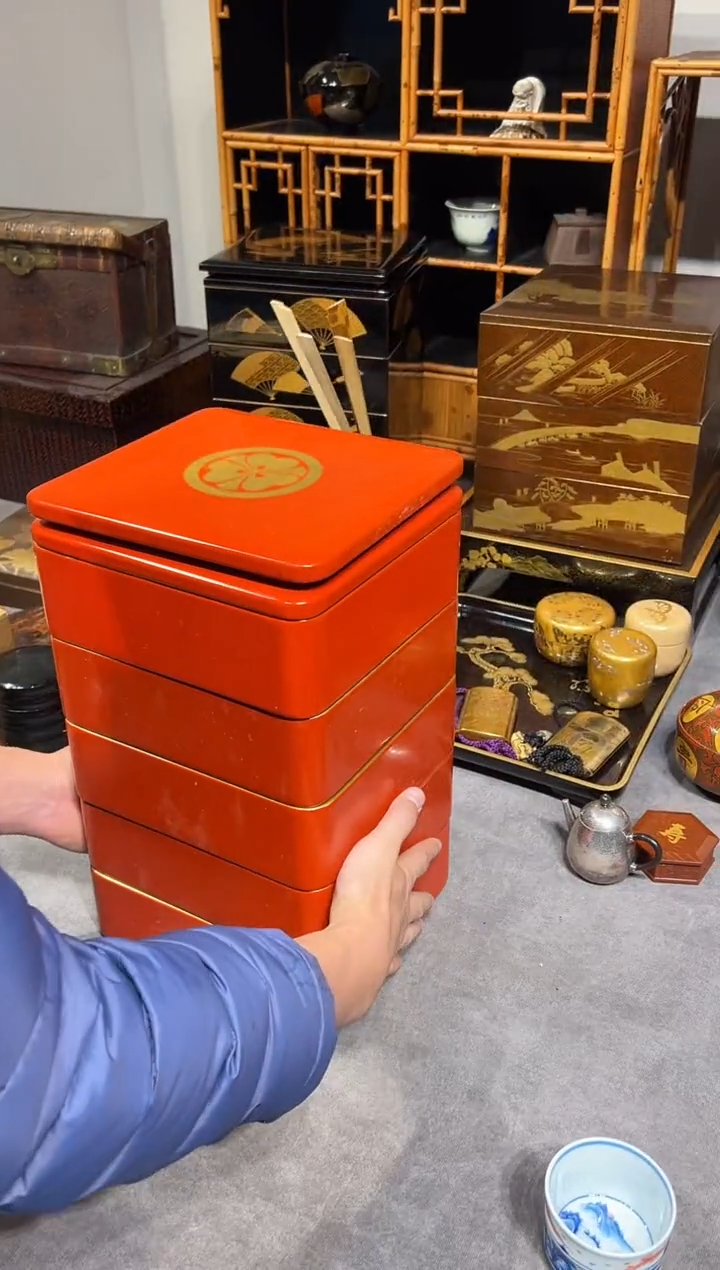 双盖 五段 大漆漆器大漆漆器