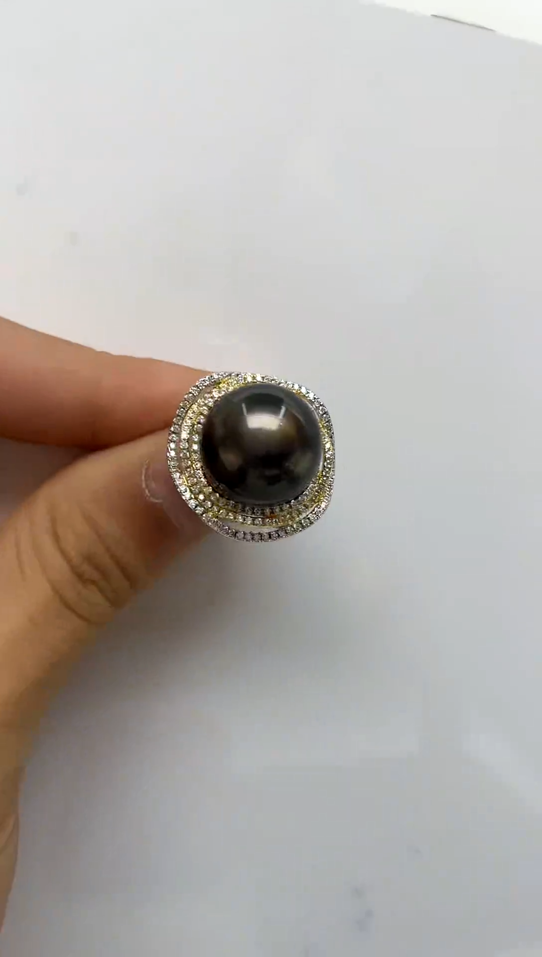 银S925镶嵌戒指海水珍珠14-15