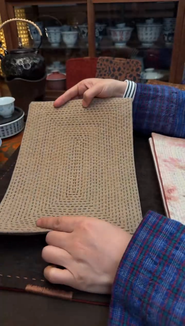 【闪购商品】织绣植物染柿染茶席-519奶茶密密缝