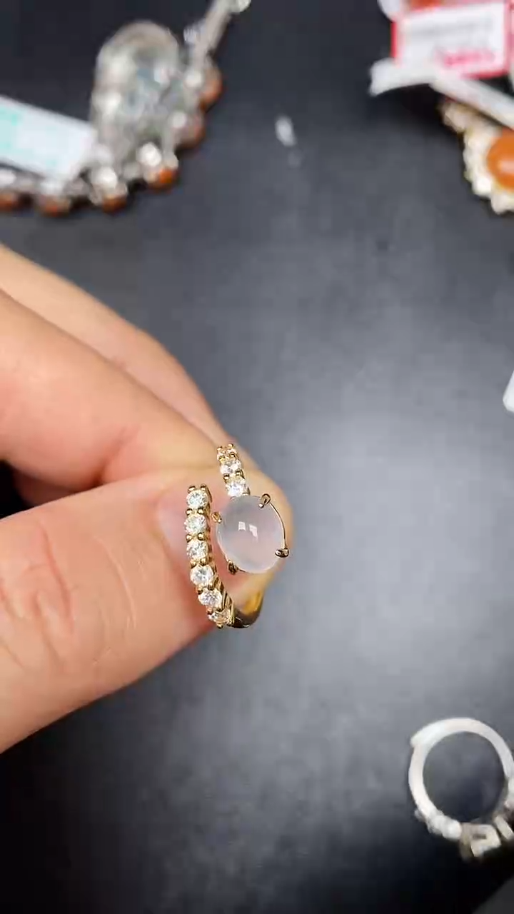 银S925镶嵌戒指翡翠3690