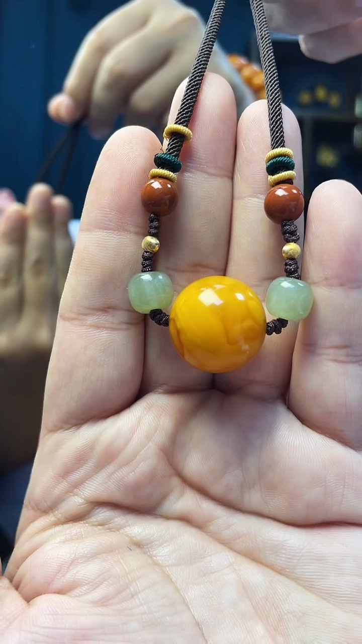 琥珀项链未镶嵌蜜蜡圆珠项链
