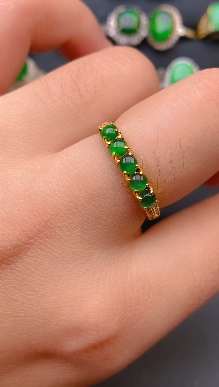 【闪购商品】翡翠戒指银S925镶嵌天然A货翡翠1