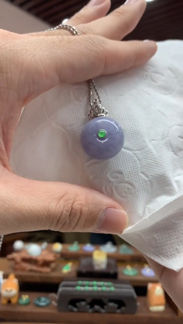 【闪购商品】翡翠套链18K金镶嵌平安扣