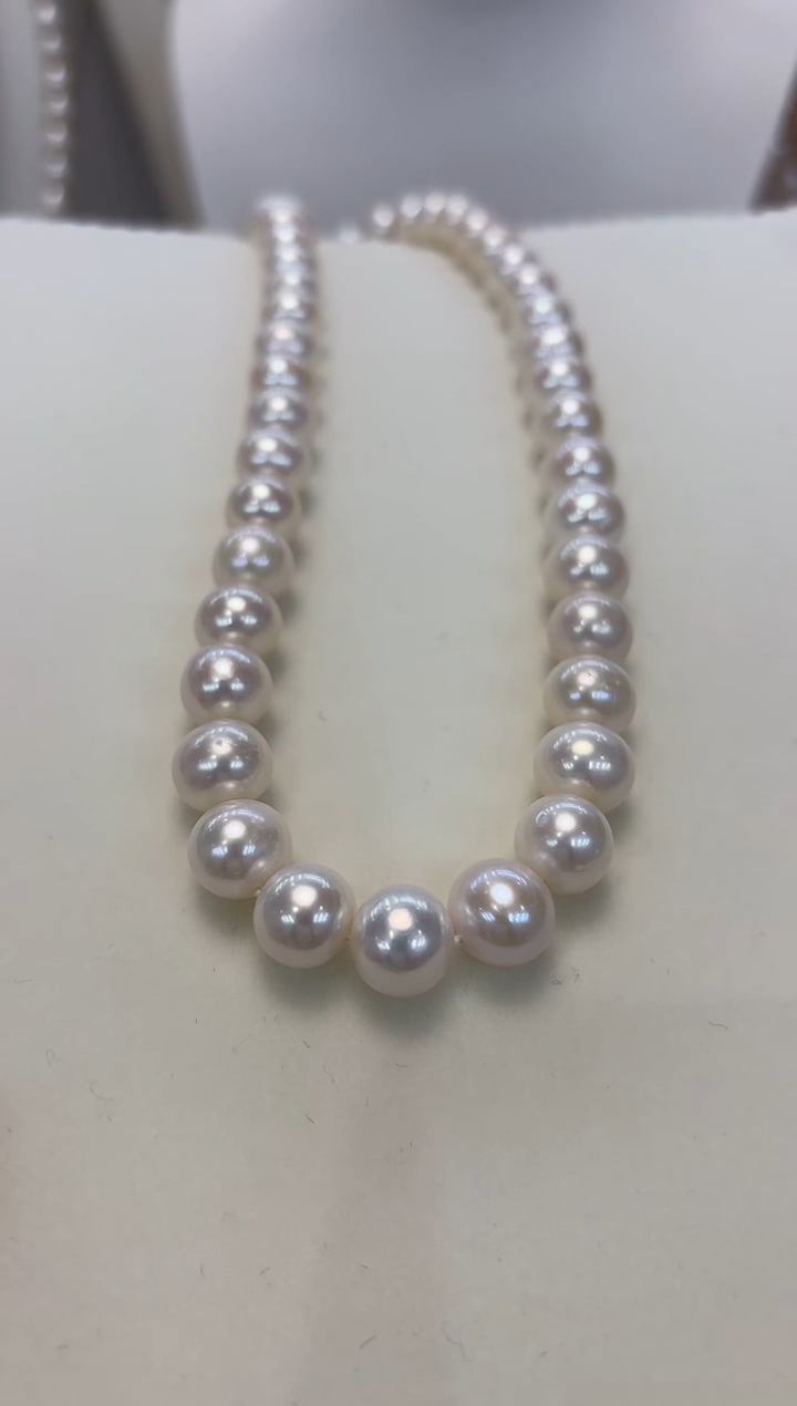 【闪购商品】淡水珍珠颈饰银S925镶嵌9.5-10.5mm无核白珠项链