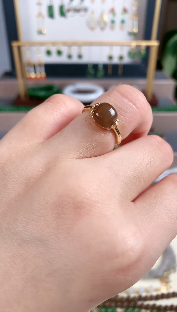 银S925镶嵌戒指和田玉1