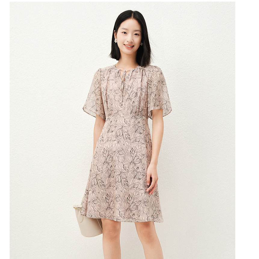 【婷婷专属】夏季款桑蚕丝V领中长款碎花裙气质优雅高级感连衣裙