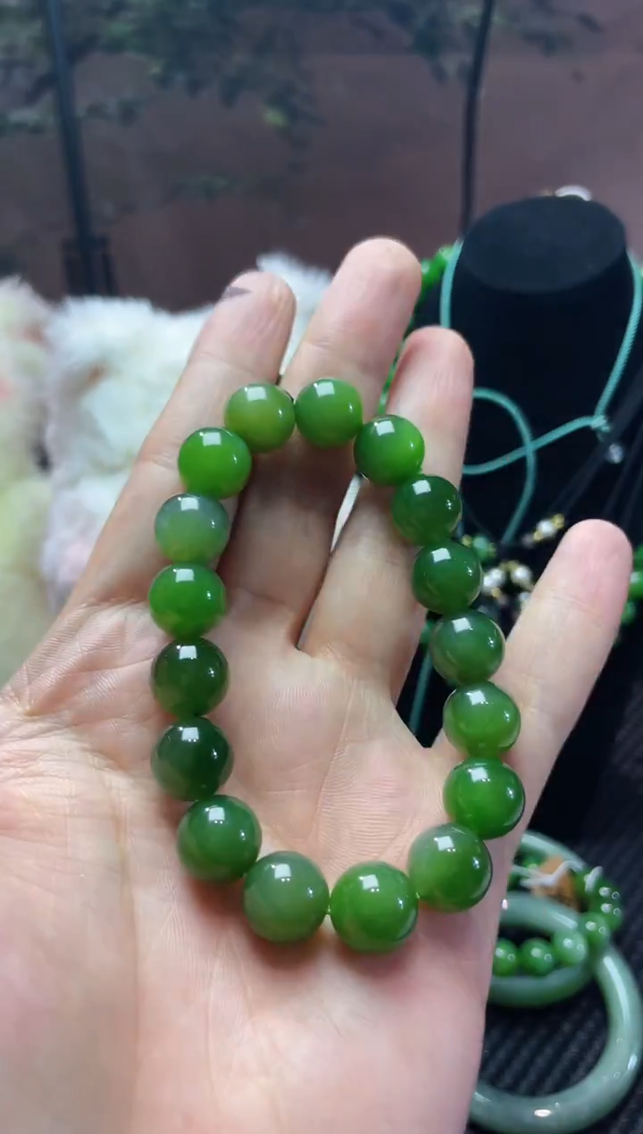 颈饰未镶嵌和田玉和田玉碧玉手串12mm