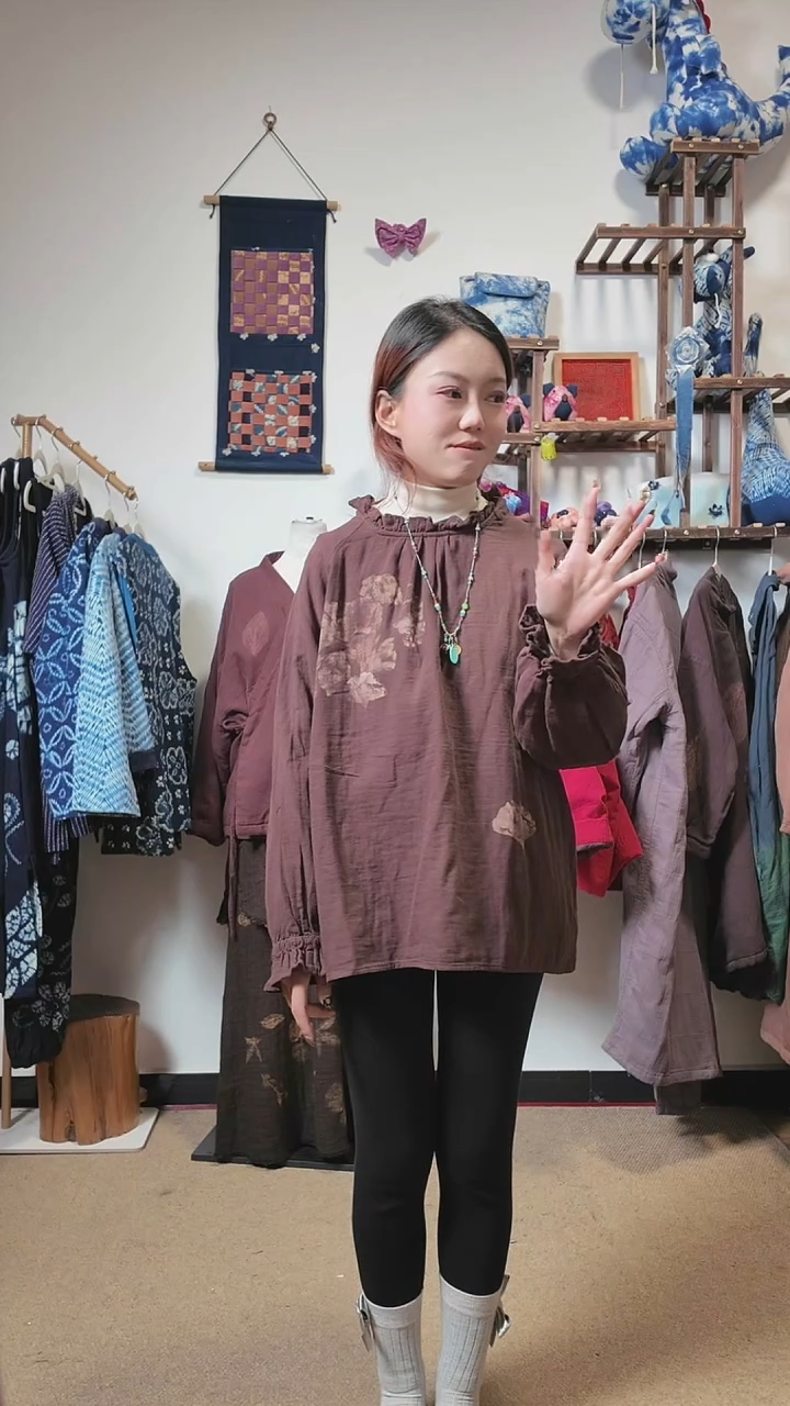 麻纱内搭热印版植物染色