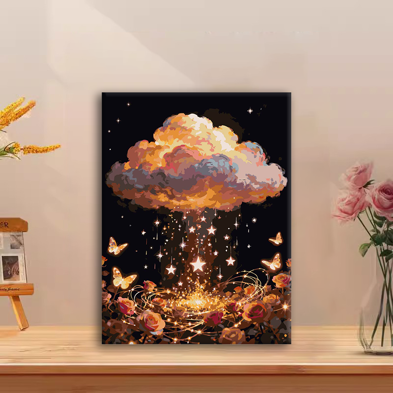 (云隙星垂）diy数字油画手绘填色解压治愈手工礼物丙烯客厅装饰画