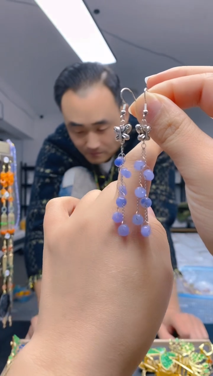 【闪购商品】翡翠耳饰银S925镶嵌389翡翠耳钩