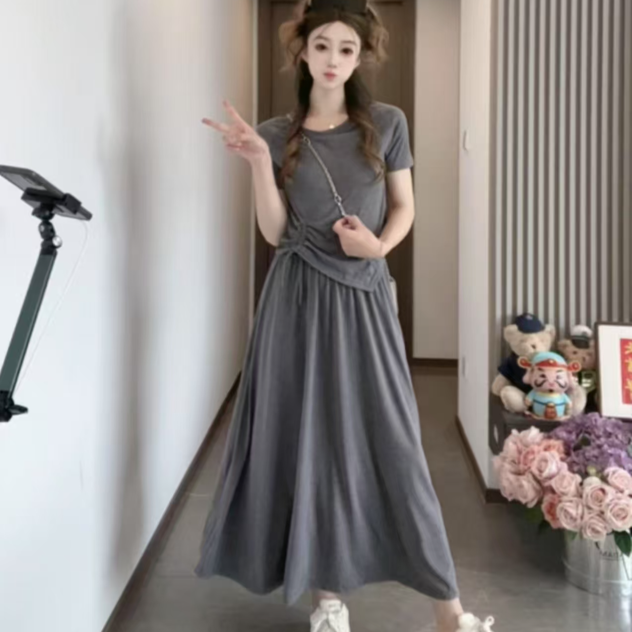 【运费险+高端精梳人棉】夏季新款设计师高定版宽松时尚气质两件套