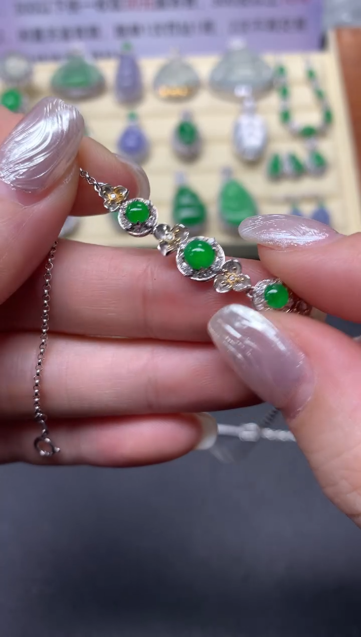 【闪购商品】翡翠手链18K金镶嵌手链|4980+498