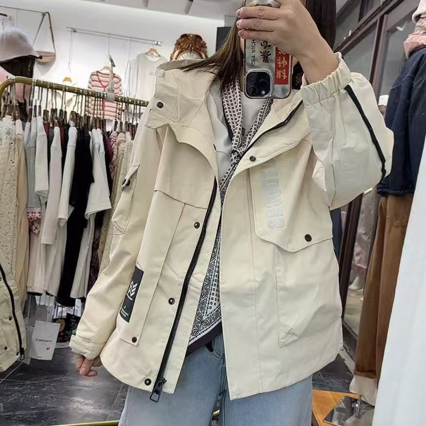 实体店月韩范宽松设计感遮肉冲锋衣外套上衣女个性百搭网红同款
