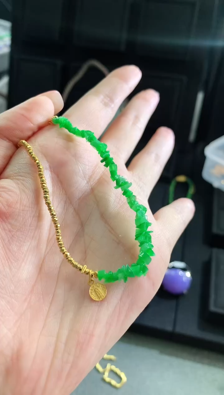 【闪购商品】翡翠手链18K金镶嵌手饰