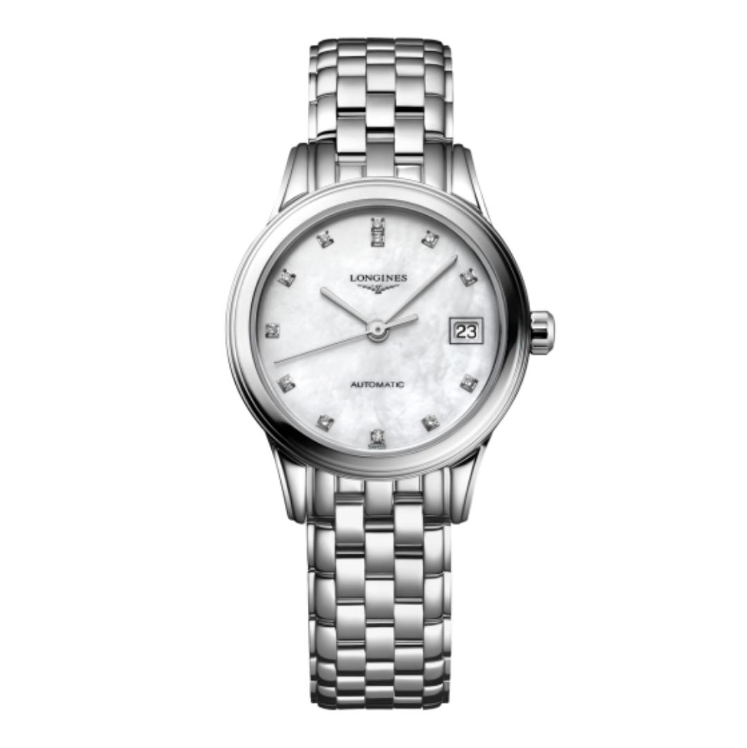 99新 Longines/浪琴 军旗26贝母盘钻刻精钢机械 /公价16000 HZ