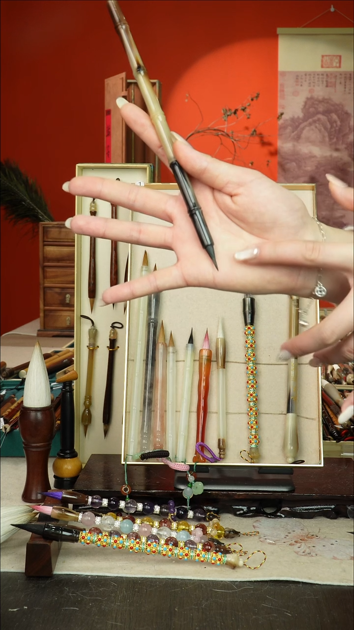 113号闪孤品高货毛笔链接 清水试笔 蘸墨不退