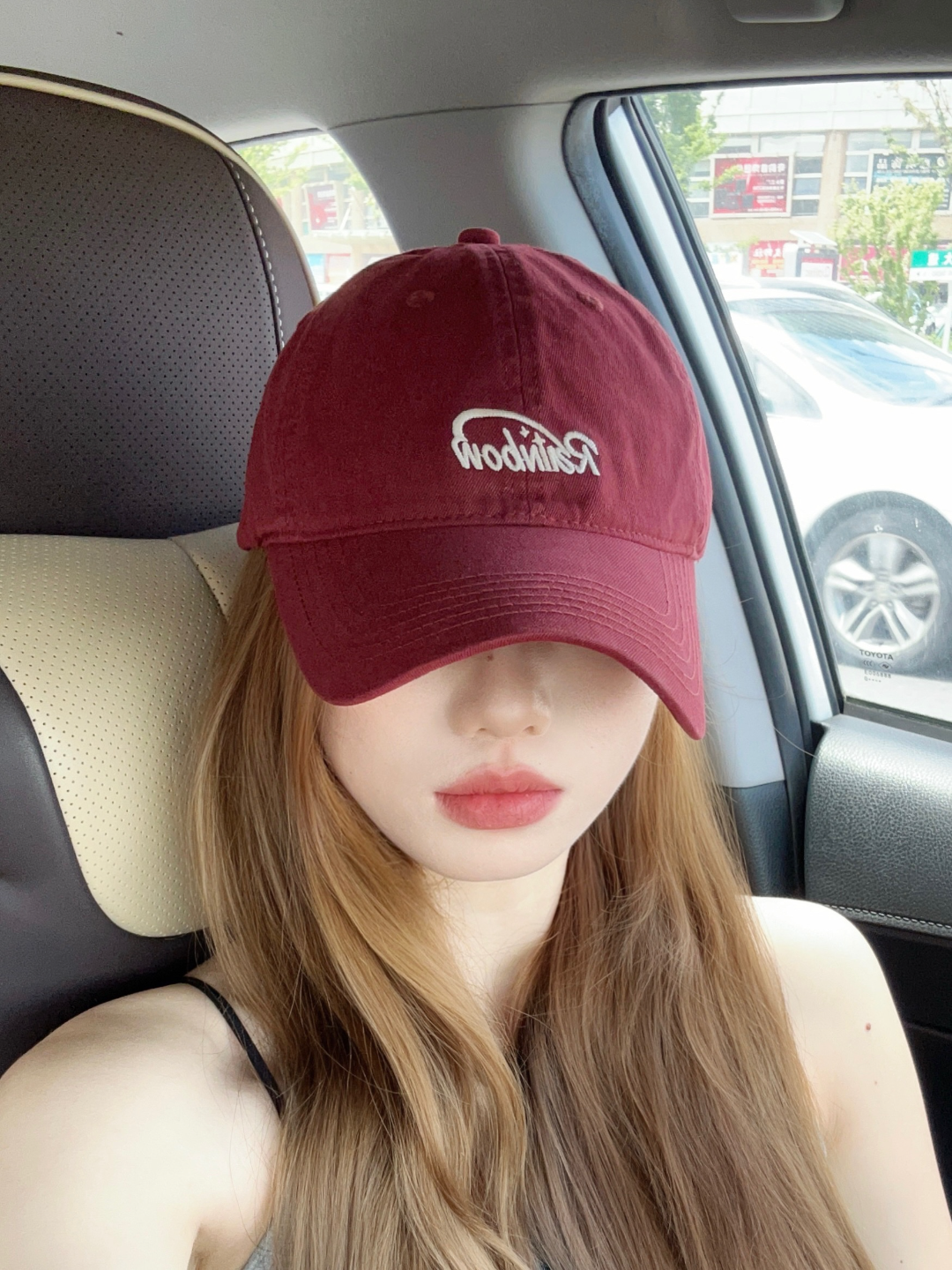 rainbow刺绣韩系百搭显脸小棒球帽时尚字母刺绣大头围遮阳鸭舌帽