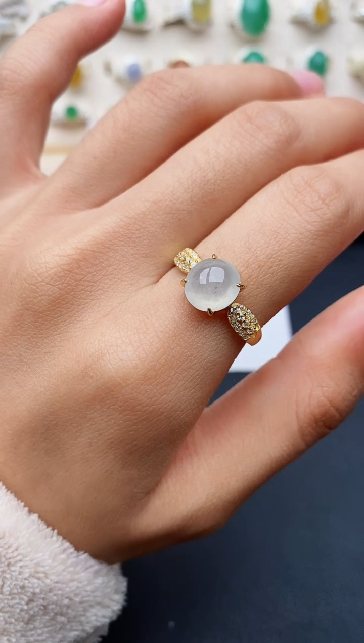 【闪购商品】翡翠戒指银S925镶嵌缅甸翡翠