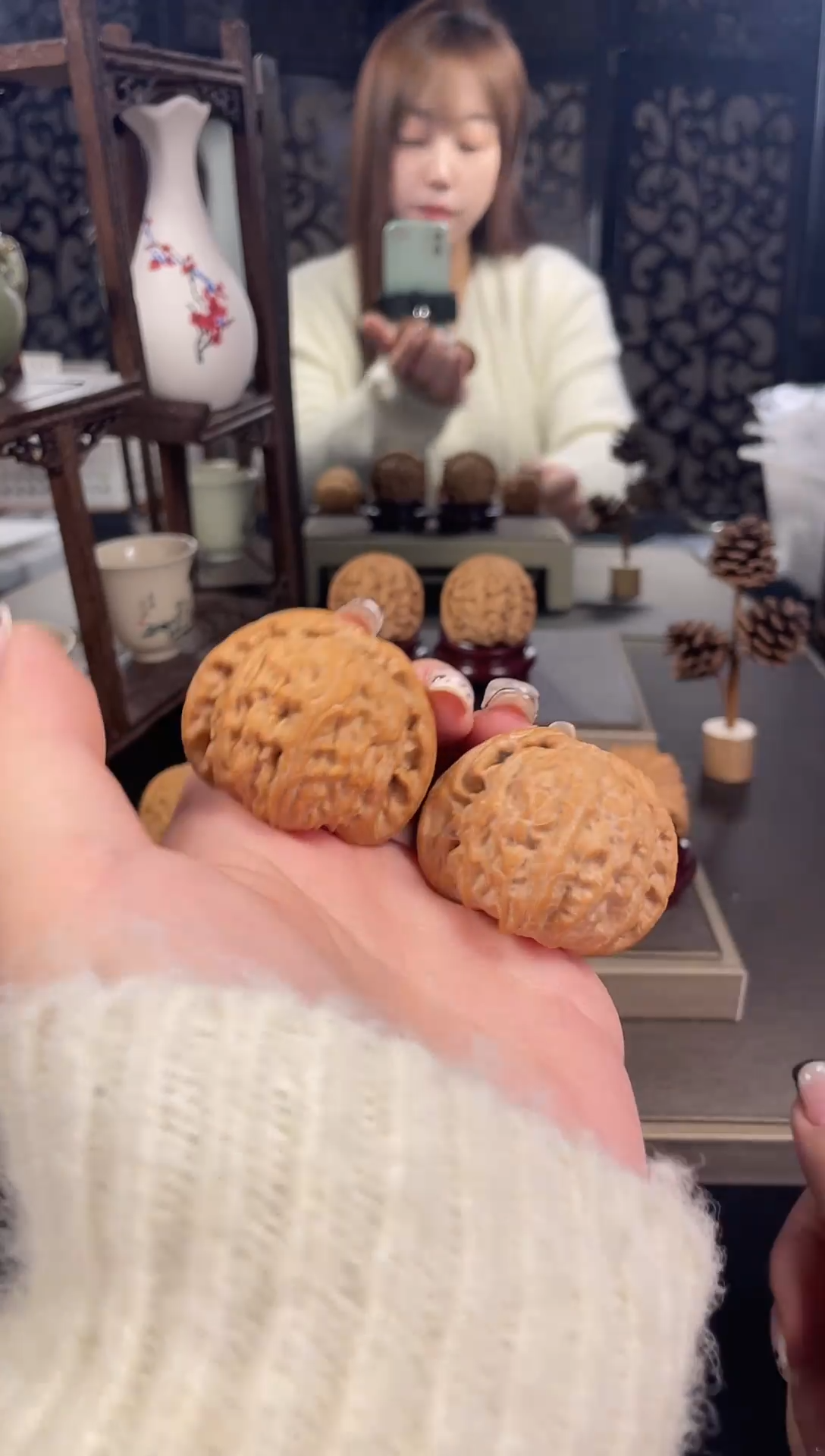 【闪购商品】文玩核桃把件白狮子42尺-14