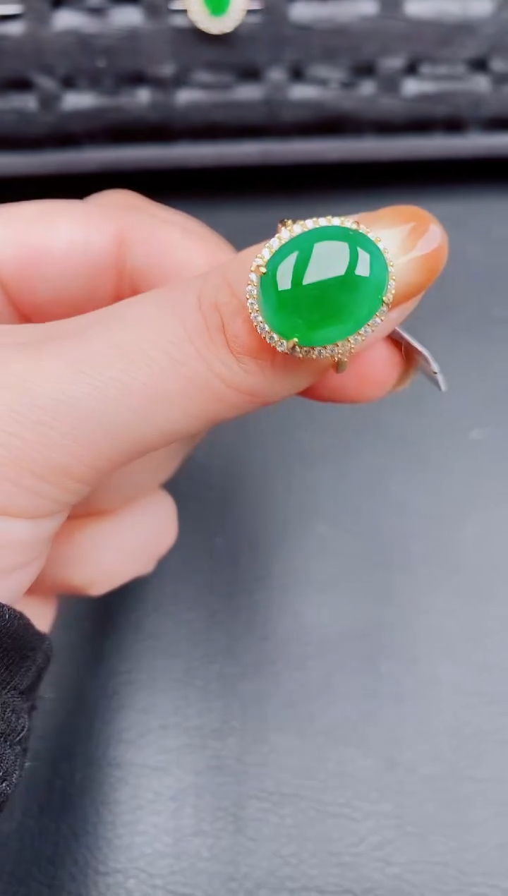 【闪购商品】翡翠戒指银S925镶嵌天然a货翡翠203