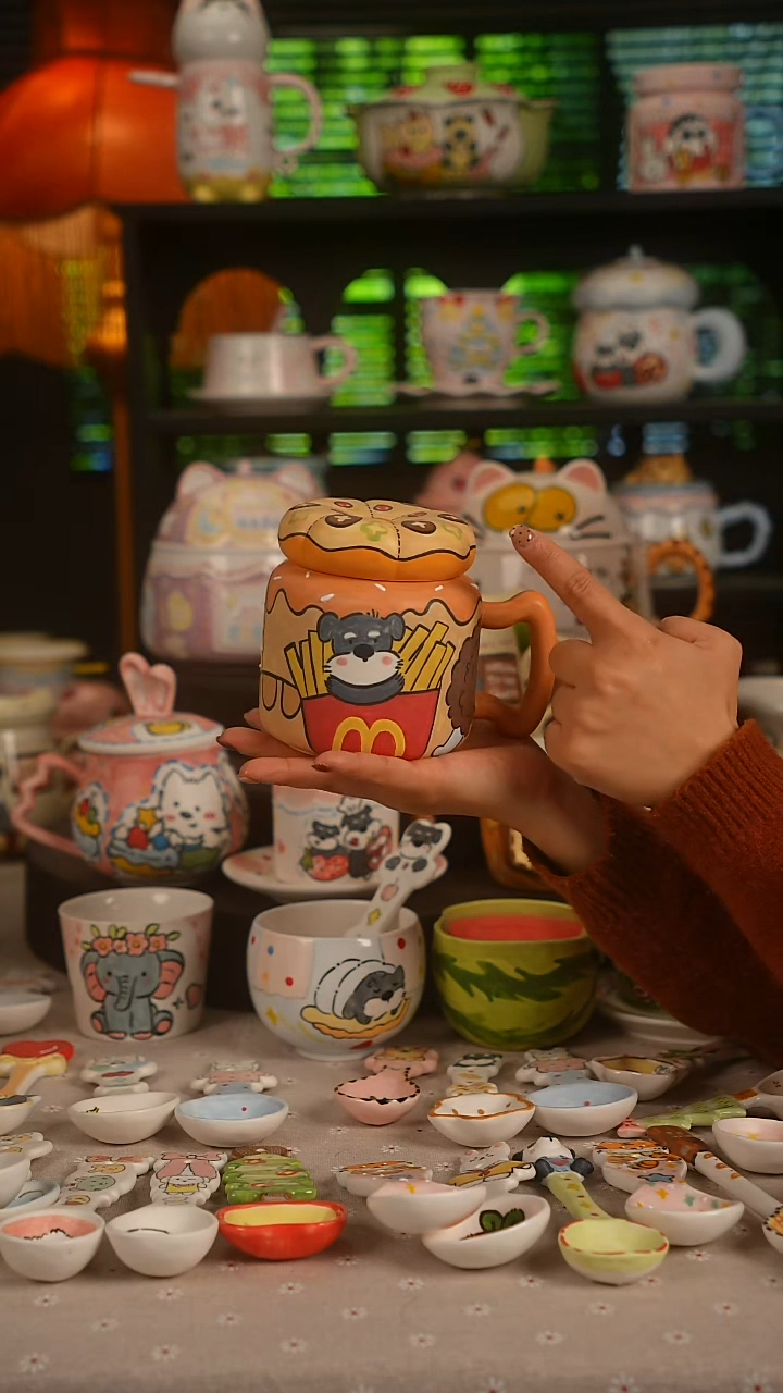 陶瓷无盖款景德镇高温釉下彩纯手绘创意瓷