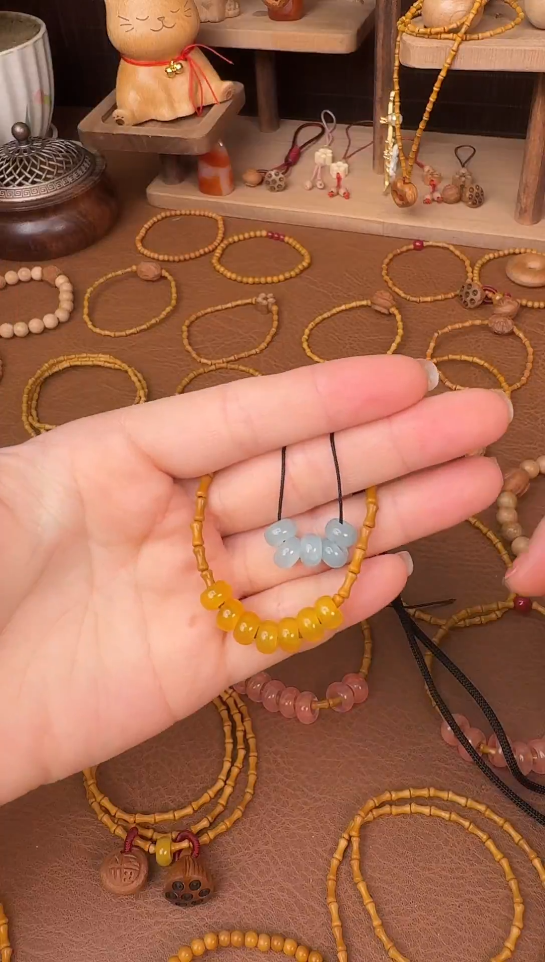 手串桃核单圈七宝葫芦蓝色