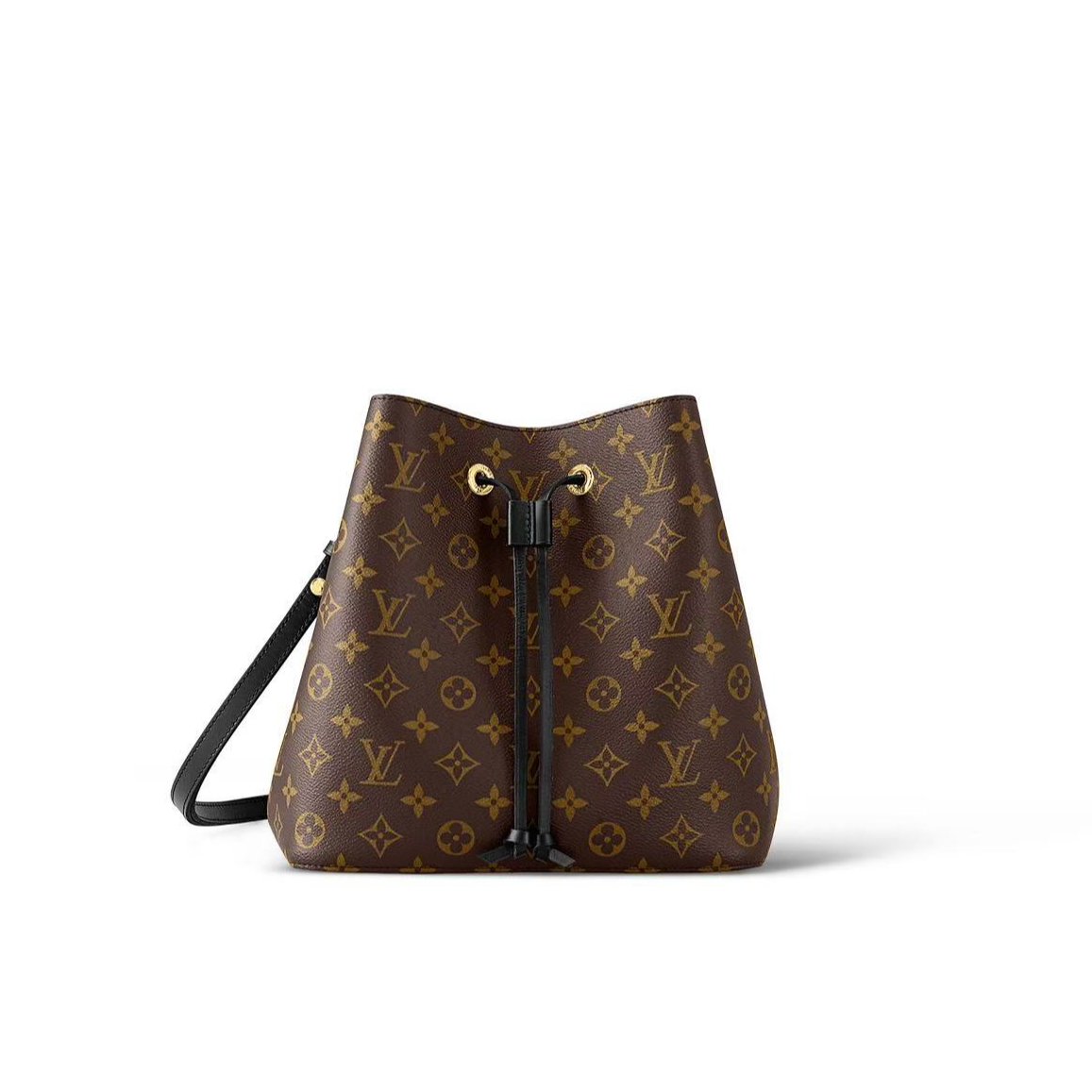 99新 LouisVuitton/路易威登 经典老花抽绳水桶黑色/xr