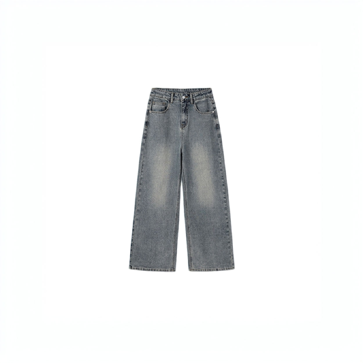 重工刺绣高腰阔腿女士直筒牛仔裤K2607