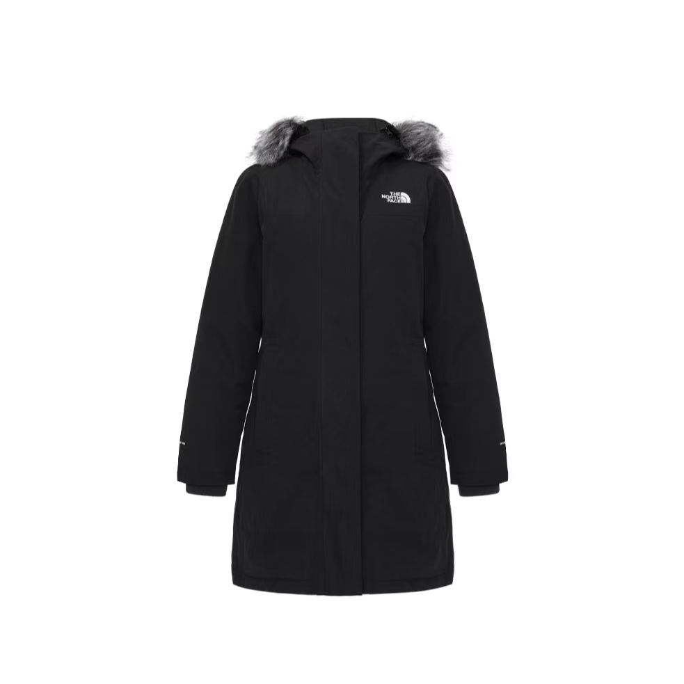 The North Face北面女款纯色毛领鹅绒派克羽绒服NFOA4R2VJK3