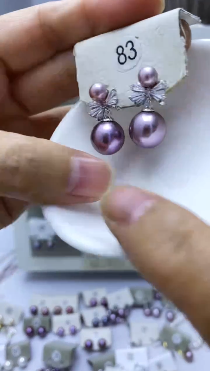 银S925镶嵌淡水珍珠耳饰83