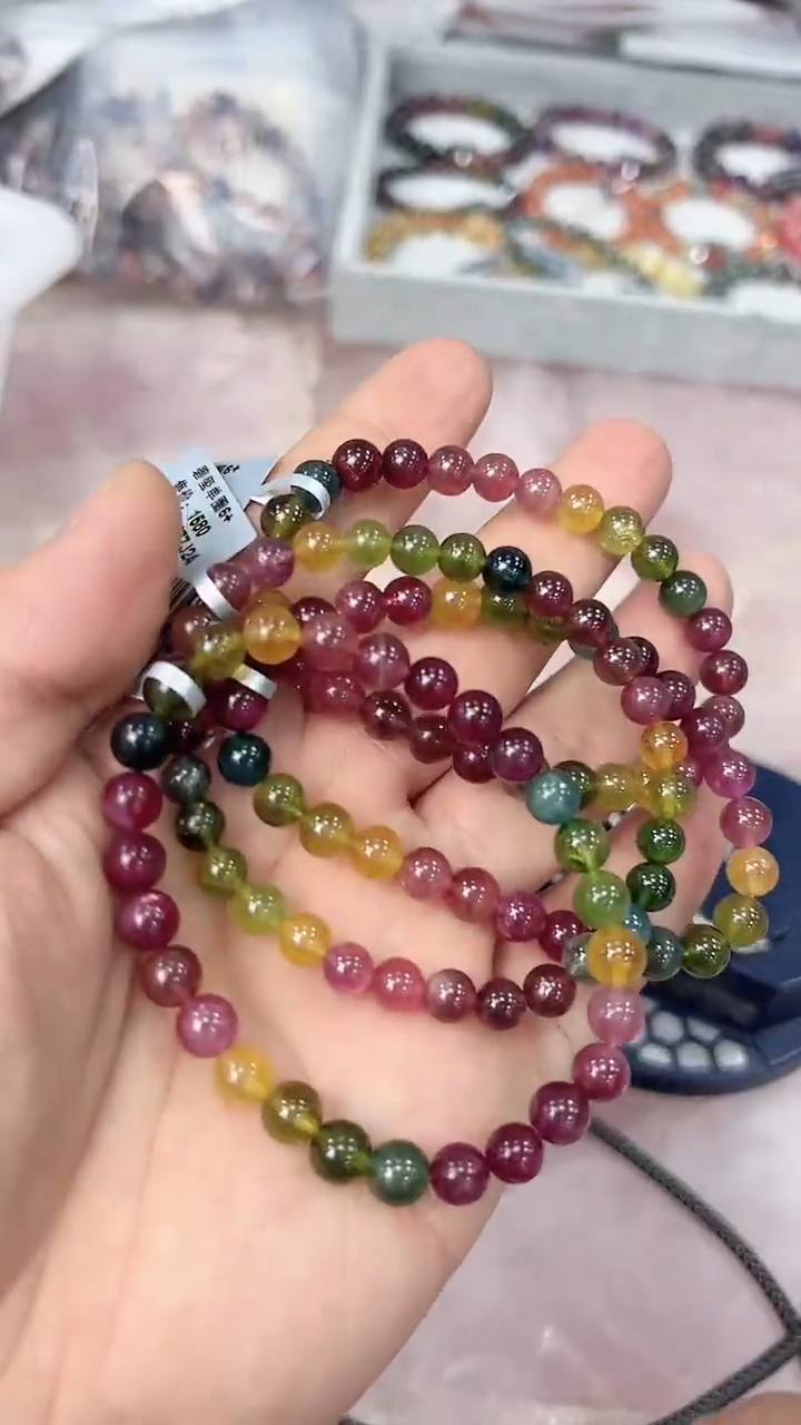【闪购商品】碧玺手链未镶嵌ZW2630约6mm多样性发一件