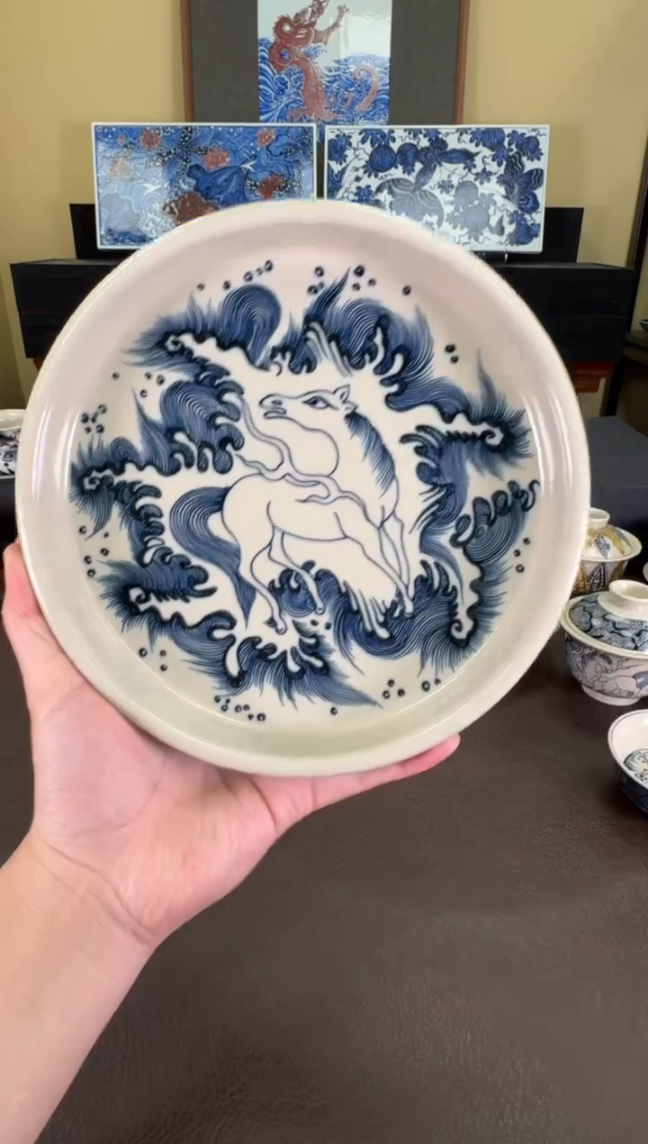 【闪购商品】二号釉天马纹壶承
