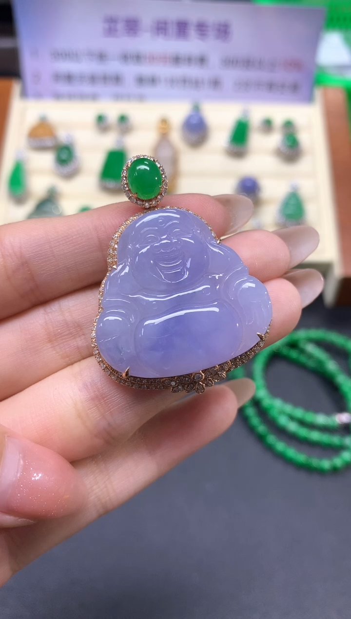 【闪购商品】翡翠吊坠(不含链)18K金镶嵌吊坠|14150+1415