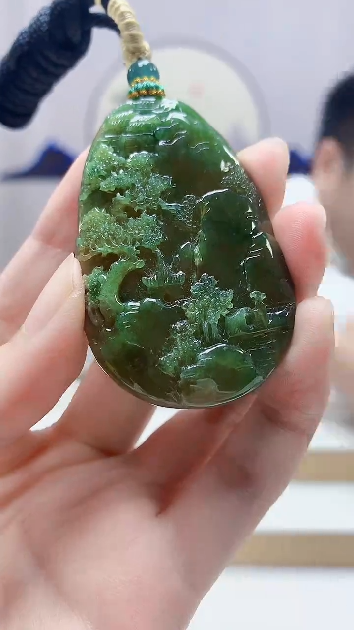 未镶嵌定制翡翠5028zm-毛货挂件山水124