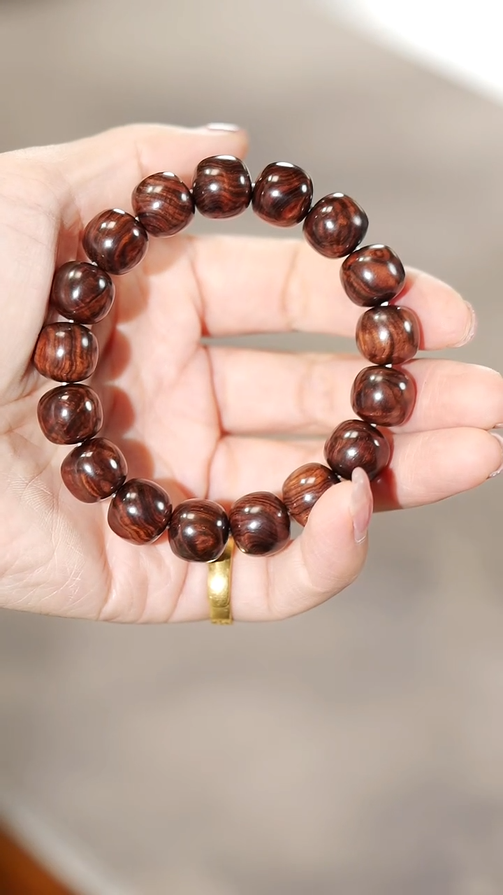 黄花梨/降香黄檀游**球336老根料*紫油13mm老型手串