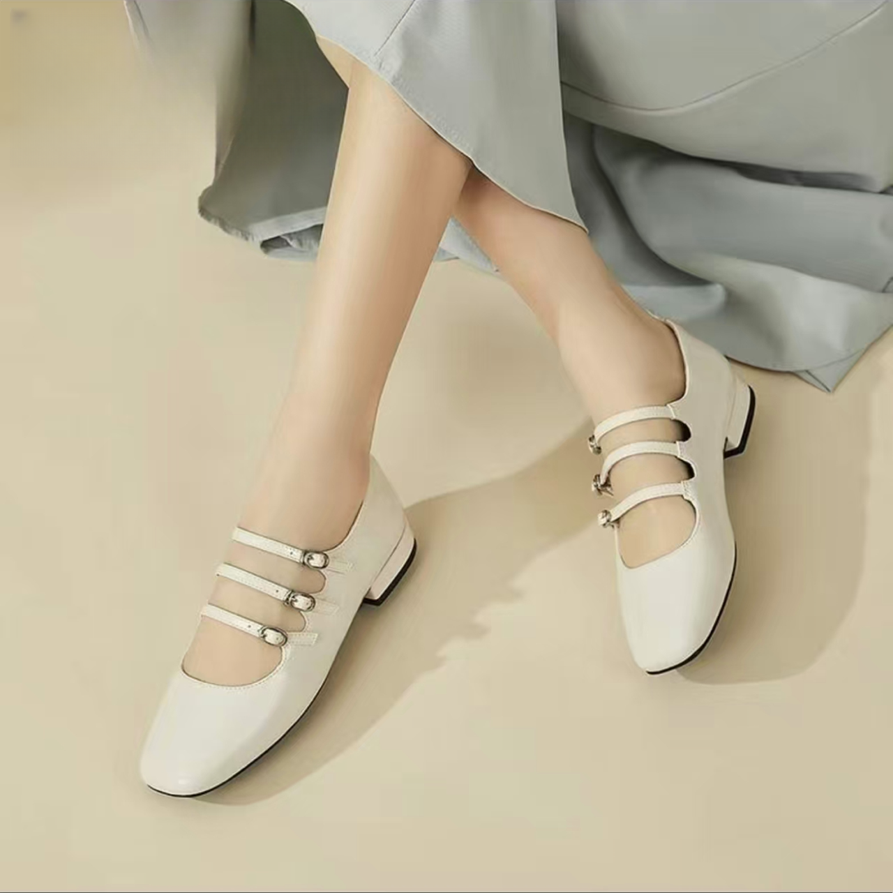 227 法式小香风气质单鞋女夏季浅口低跟玛丽珍女鞋配裙子