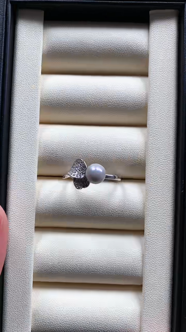 【闪购商品】海水珍珠戒指银S925镶嵌真多麻珍珠戒指