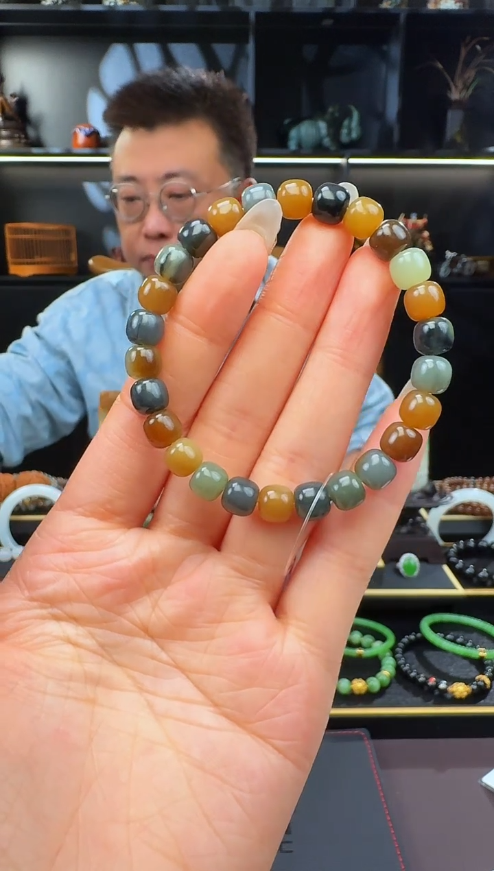 颈饰未镶嵌和田玉8mm楼兰老型手串