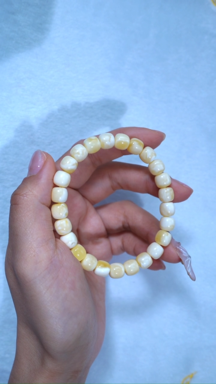 【闪购商品】蜜蜡手链未镶嵌福利漏8mm瓷白浓蜡妖花