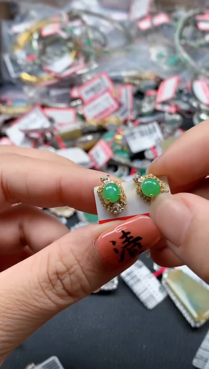 银S925镶嵌戒指翡翠天然A货缅甸翡翠