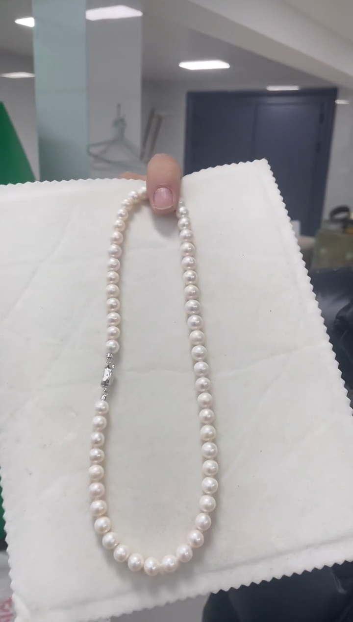 【闪购商品】淡水珍珠颈饰银S925镶嵌白珠满珠项链