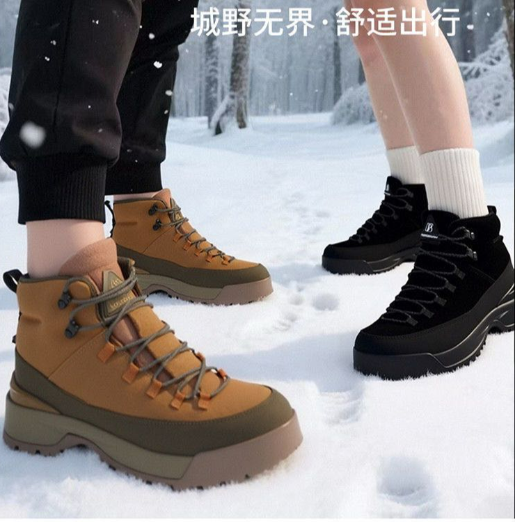 防水防滑保暖高帮户外登山男士中帮马丁靴厚底棉鞋冬季6760