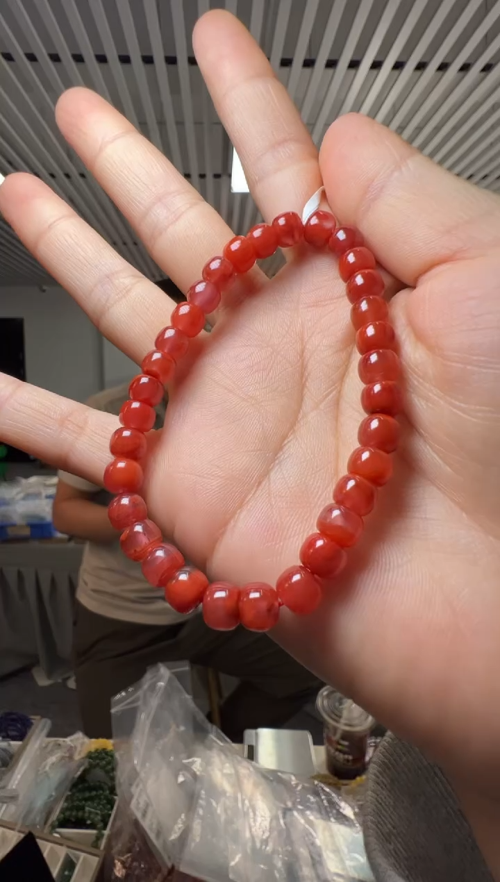 手串未镶嵌南红玛瑙约6*5mm-南红老型珠单圈手串