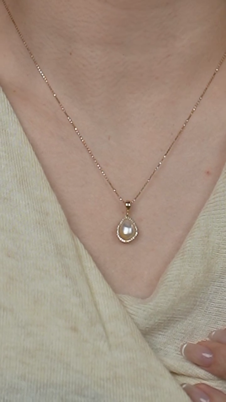 【闪购商品】海水珍珠吊坠(不含链)18K金镶嵌keshi吊坠