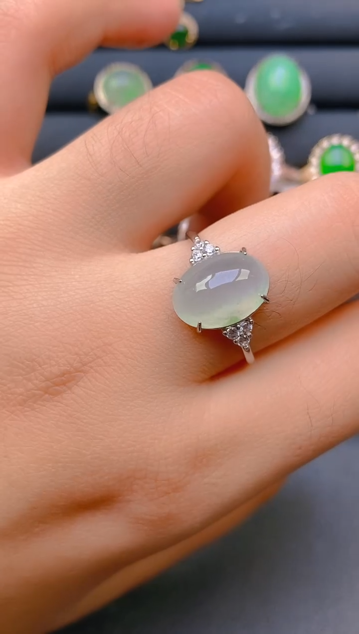 【闪购商品】翡翠戒指银S925镶嵌天然A货翡翠1