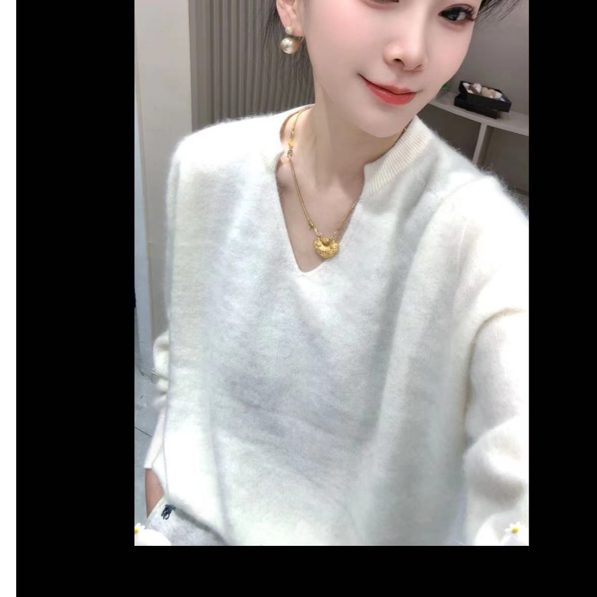 小剪刀口针织衫（掉毛严重，介意慎拍）