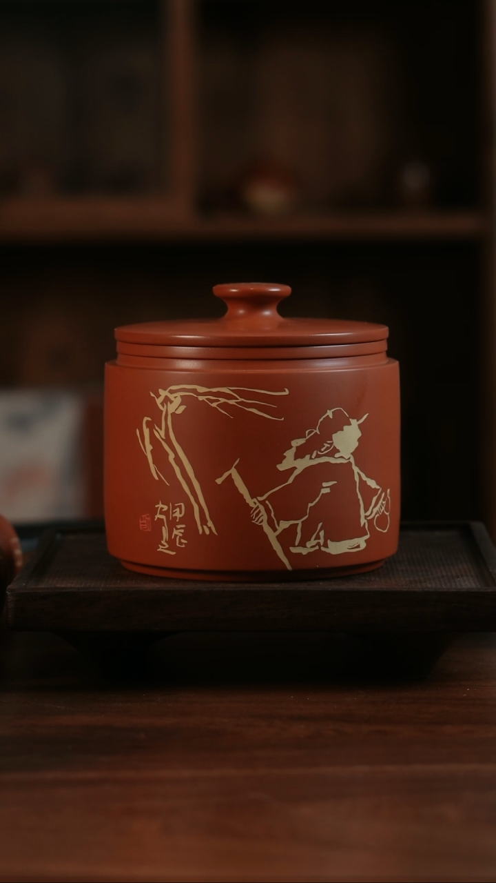 【闪购商品】二生陶作精品刻填星辰罐02