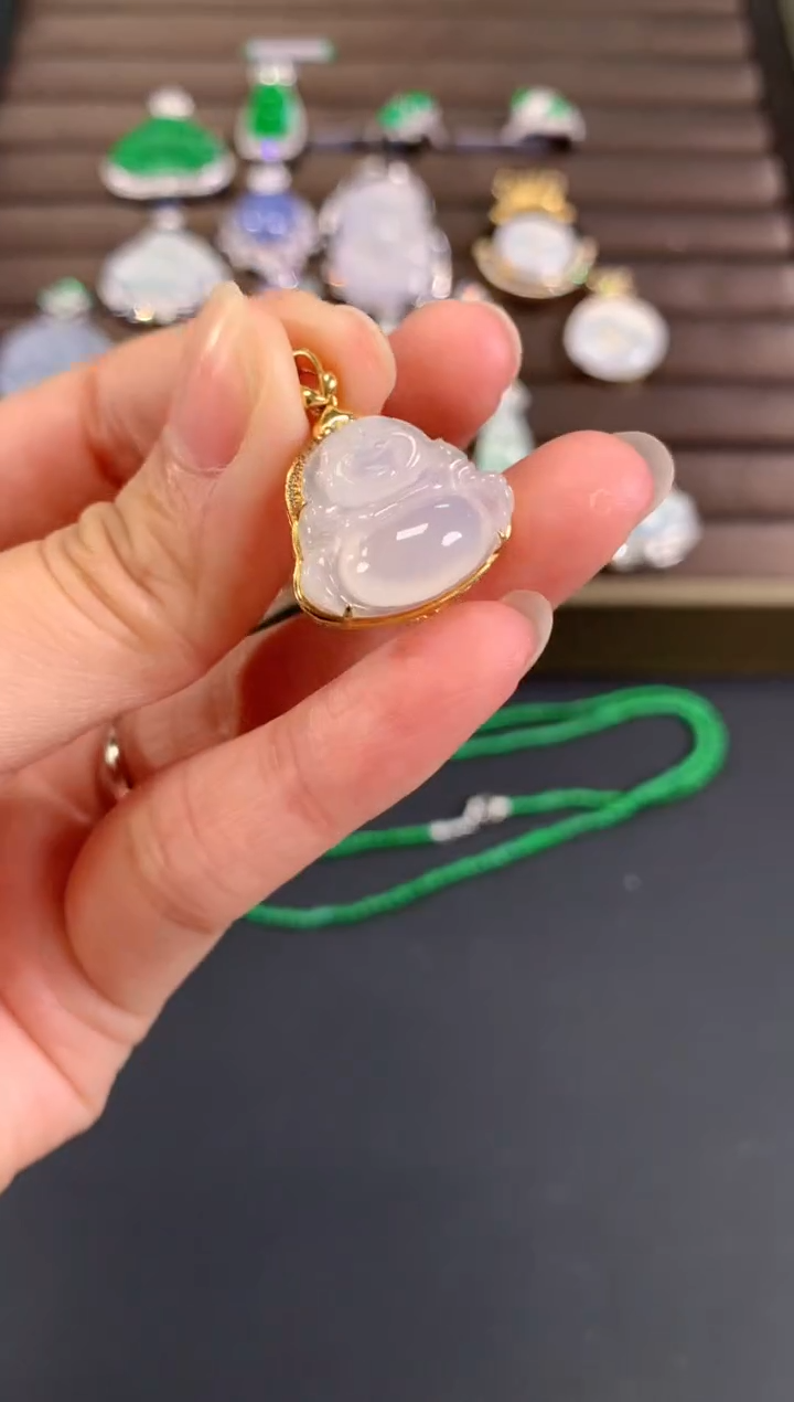 【闪购商品】翡翠吊坠(不含链)18K金镶嵌A568|(多样性发货）拍一发一