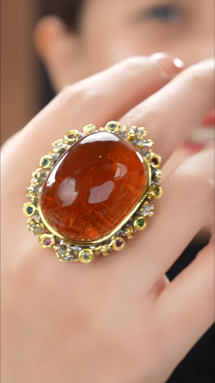 琥珀吊坠(不含链)未镶嵌精品戒指