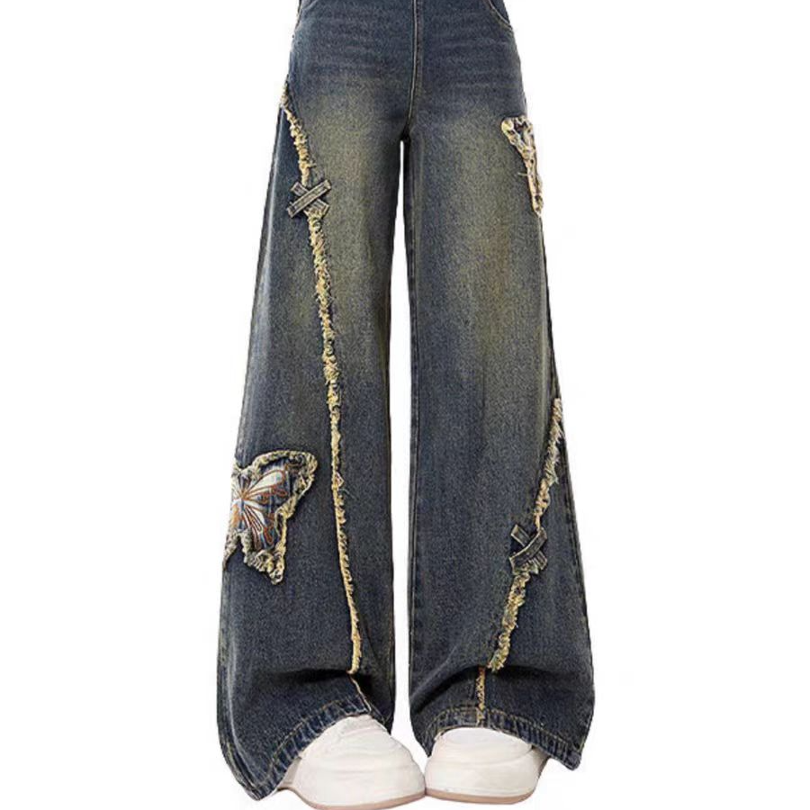 主播叫到名字拍【默认瑕疵介意勿拍】牛仔裤破洞宽松